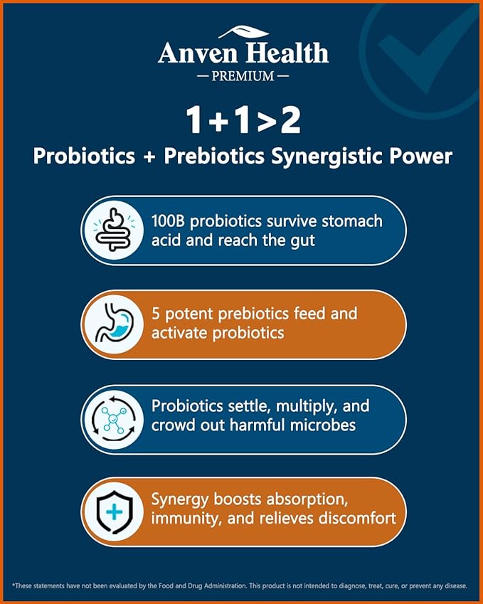 100 Billion Probiotics for Men and Women 27 Strains 5 Organic Prebiotics for Gut Digestive &amp Immune Health Supports Diarrhea Gas Bloating Non-GMO Zero Fillers – Made in USA丨120 Caps