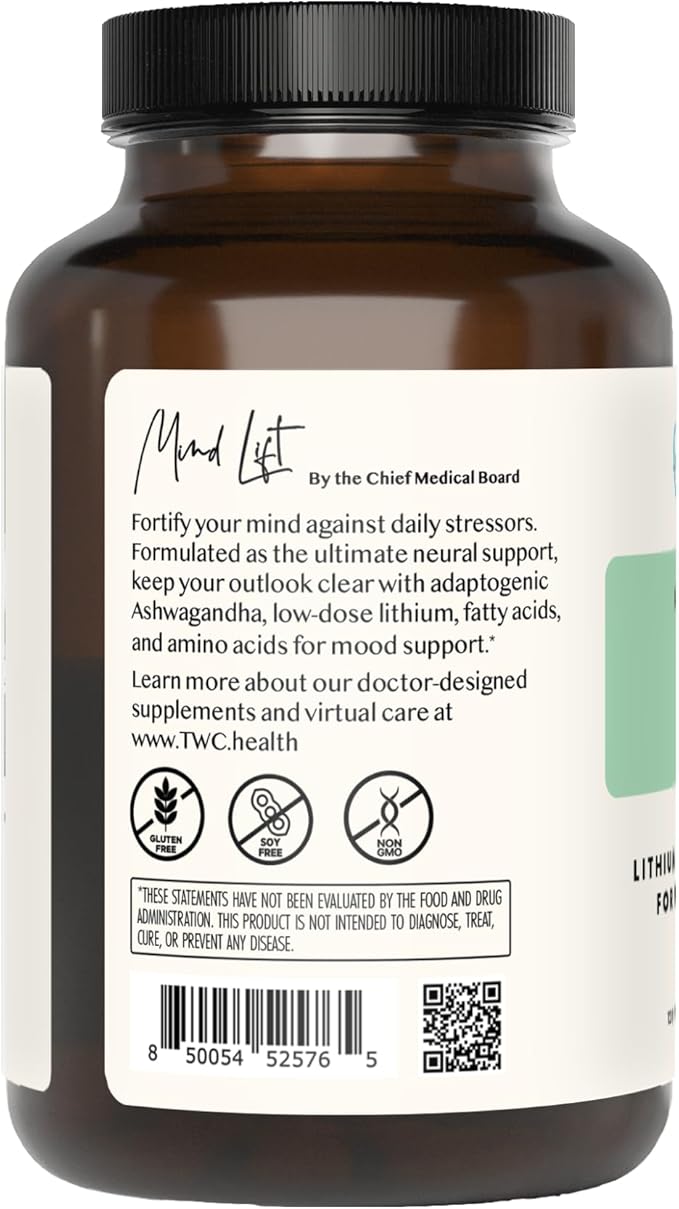 Mind Lift - Mood Boost Mental Focus Cognitive Defense - Lithium GABA DHA L-Phenylalanine | 120ct (2 Month Supply)
