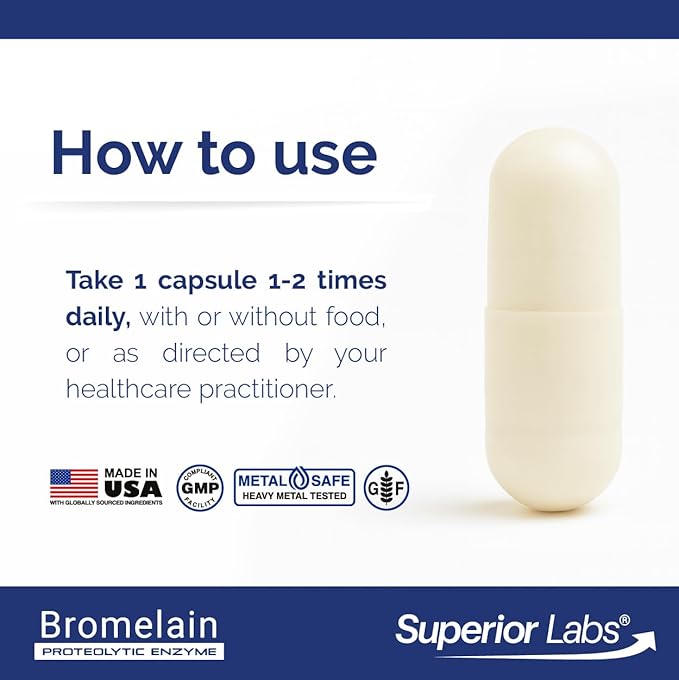 Superior Labs Bromelain 500mg – 2400 GDU/Gram Non-GMO Pineapple Enzyme Plant-Based Digestive Support Promotes Joint Comfort &amp Tissue Health – 120 Veg Caps
