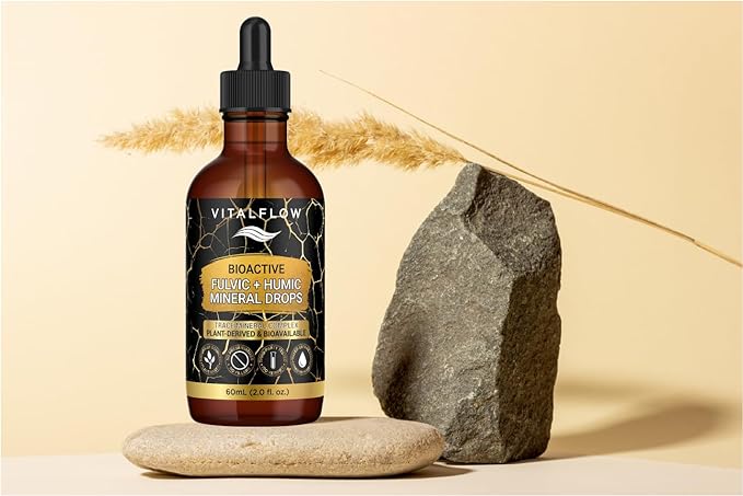 Fulvic + Humic Trace Mineral Drops 3:1 Humic-Fulvic Blend | Water-Extracted from Canadian Humalite | 60 mL Amber Dropper | Third-Party Tested No Preservatives/Fillers | GMP &amp ISO Verified
