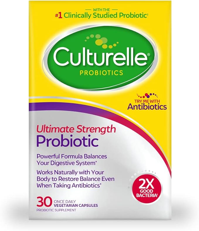 Culturelle Ultimate Strength Probiotic for Men and Women &amp Kids Chewable Daily Probiotic for Kids Ages 3+ 30 Count