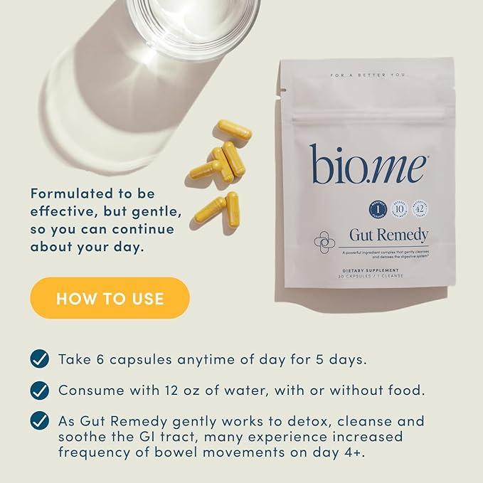 Bio.me Synbiotic &amp Gut Remedy Bundle - Daily Synbiotic 3-in-1 Prebiotics and Probiotics for Digestive &amp Immune Support (60 ct) &amp Gut Cleanse to Reset Digestive System and Rebalance Microbi