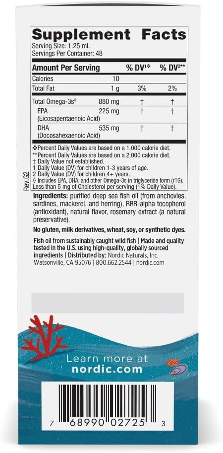 Nordic Naturals Children’s DHA Xtra Berry Punch - 2 oz for Kids - 880 mg Total Omega-3s with EPA &amp DHA - Cognitive &amp Immune Function Learning Social Development - Non-GMO - 48 Servings