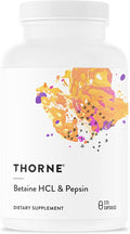 THORNE - Betaine HCL &amp Pepsin - Digestive Enzyme &amp Hydrochloric Acid Supplement for Protein Digestion &amp Occasional Gas or Bloating Relief* - Third-Party Certified - Gluten &amp Dairy-Free