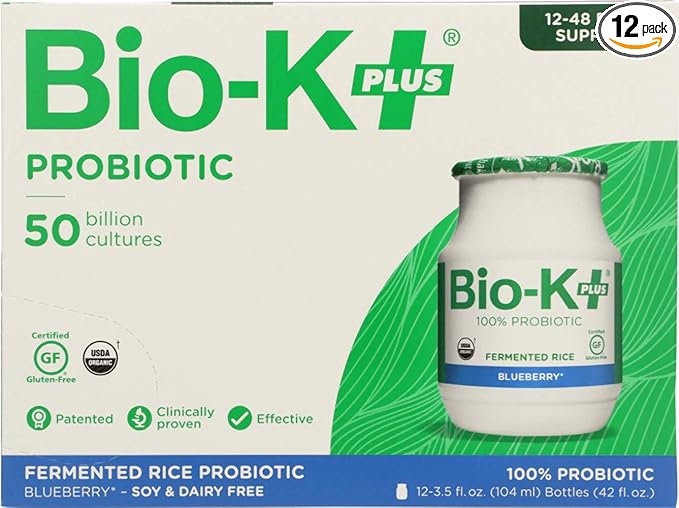 Bio-K Plus Probiotic Fermented Rice Blueberry 42 Fl Oz 12 Pack
