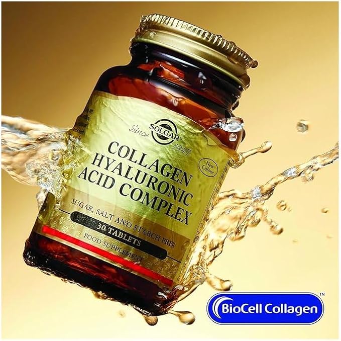 SOLGAR Collagen Hyaluronic Acid Complex 30 Tablets - Hydrolyzed Collagen Type 2 - Helps &amp Chelated Zinc 250 Tablets - Zinc for Healthy Skin - Supports Cell Growth &amp DNA Formation