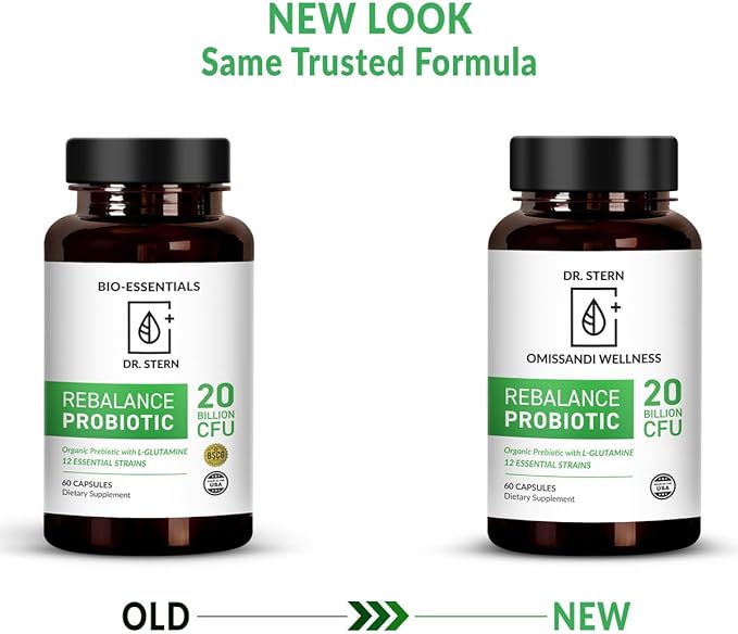 OMISSANDI-WELLNESS Rebalance Probiotic Supplement - Dr. Ian Stern Formulated - for Superior Digestion &amp Immunity - W/ Organic Prebiotic &amp L-Glutamine - 20 Billion CFU - 60 Caps