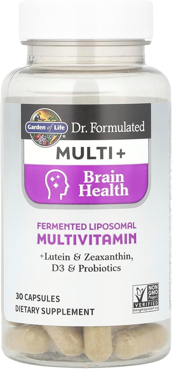 Garden of Life Dr Formulated Multi+ Brain Health Fermented Liposomal Multivitamin + Lutein &amp Zeaxanthin Vitamin D3 &amp Probiotics - Memory &amp Focus Support Digestive &amp Immune Health 3