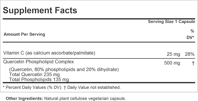 ANDREW LESSMAN Quercetin 500mg - 120 Capsules - 500 mg Unique Quercetin Phospholipid Complex Highly Absorbable Formula to Support Healthy Heart Circulatory and Immune Function. No Additives.