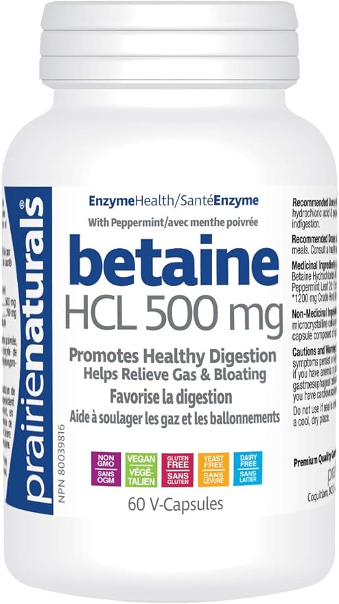 Prairie Naturals Betaine Hcl Vegetarian Capsules 60 Count