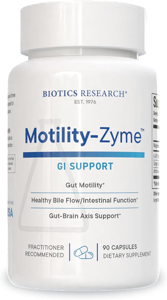 BIOTICS RESEARCH Motility-Zyme™ - Professional-Grade Digestive Support Formula - with Artichoke Extract Ginger 5-HTP &amp Magnesium Citrate - Non-Laxative Gut Motility Support