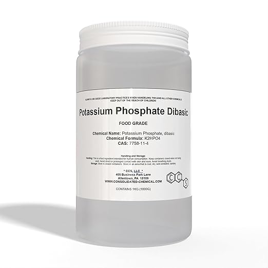 Potassium Phosphate Dibasic | Food Grade | Kosher/Halal Certified - 1000 Grams