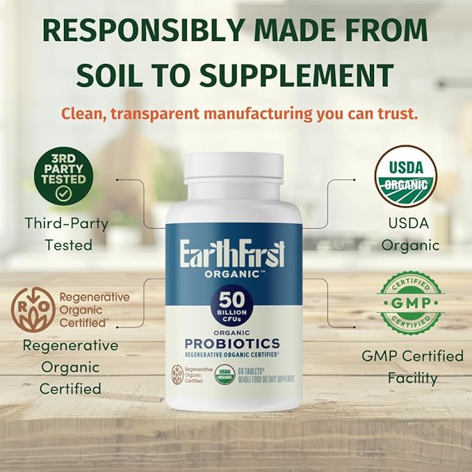 Probiotic 50B CFU with Beef Liver – Regenerative Organic Certified Daily Gut Health Supplement – Supports Digestion Immune &amp Emotional Wellness – 60 Tablets