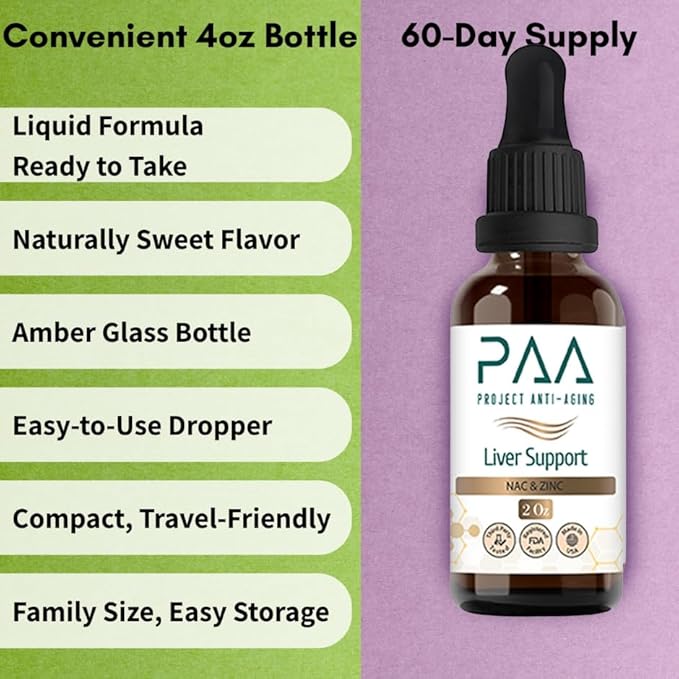 Liver Support Supplement with NAC Zinc Milk Thistle Complex 2 Oz Liquid Tincture Natural Detox Formula