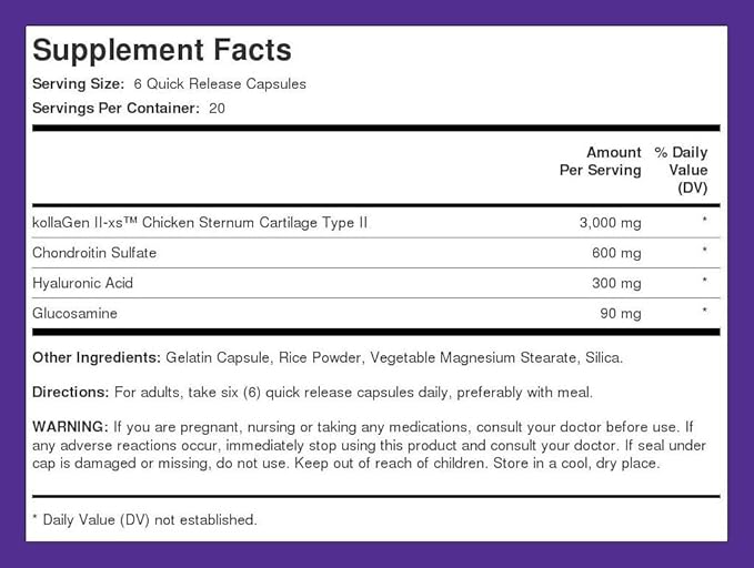 Piping Rock Chicken Sternum Type II Collagen Supplement | 3000mg | 120 Capsules | with Hyaluronic Acid | Non-GMO Gluten Free