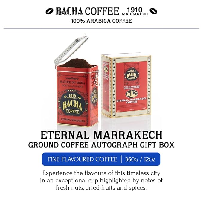 Bacha Coffee | Eternal Marrakech Fine Flavoured Ground Beans Medium Roast 100% Arabica Specialty Coffee 350g Autograph Collection Gift Box