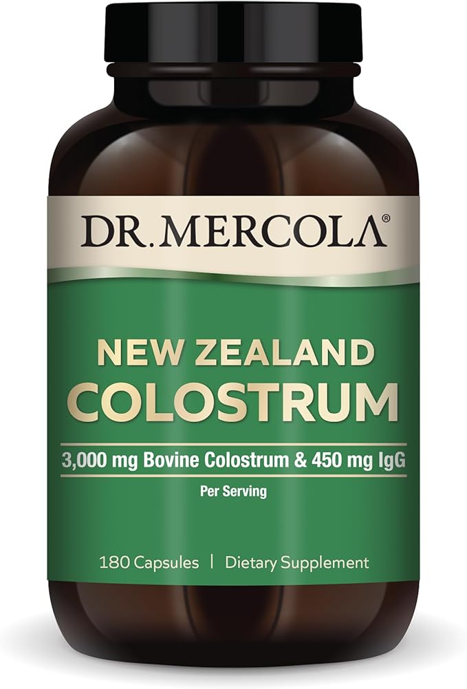 Dr. Mercola New Zealand Colostrum Supplement 3000mg Bovine Colostrum &amp 450mg Immunoglobulin (IgG) 180 Capsules Non-GMO