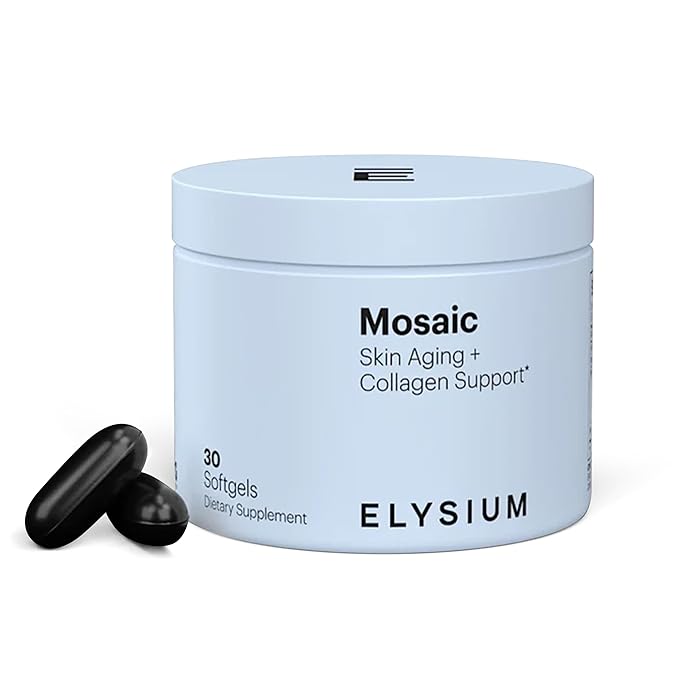 ELYSIUM Mosaic - Hyaluronic Acid Supplement - Clinically Proven - Fights Fine Lines &amp Skin Aging - Collagen Supplement - 30-Day Supply (Vegan Softgels)