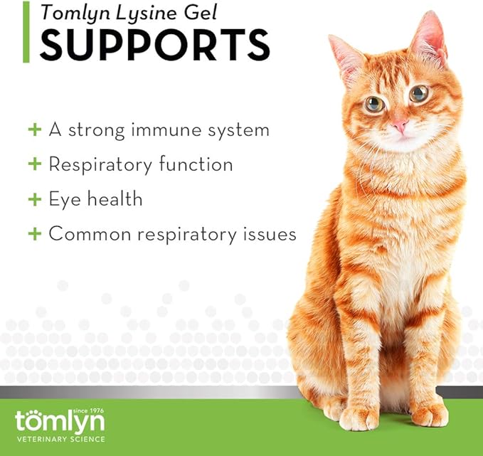 Tomlyn Immune Support Daily L-Lysine Supplement: Maple-Flavored Lysine Gel for Cats and Kittens 5oz