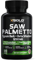 X Gold Health Saw Palmetto Prostate Supplement for Men | Pygeum Bark | Beta Sitosterol Supplement | Potent 3X Formula | Urinary Function Prostate | DHT Blocker Hair Growth| 4 Month Supply Made in USA