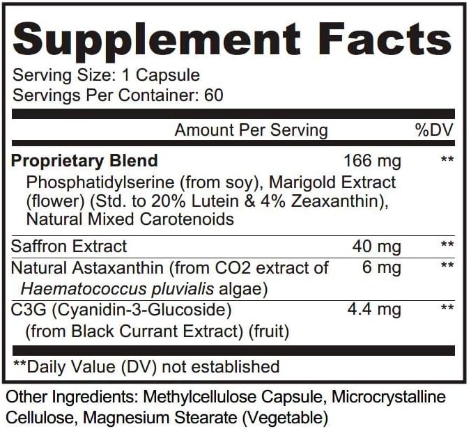 OcuShield Eye Health Vitamin Support for Healthy Eyes Night Vision with Saffron Lutein &amp Zeaxanthin Eye Nutrients to Protect &amp Stimulate Ocular Health Two Bottles