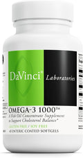 DAVINCI Labs Omega-3 1000 - Dietary Supplement to Maintain Already Normal Cholesterol Levels and Support Immune System Healthy Hair and Skin* - Gluten-Free - 45 Enteric Coated Softgels