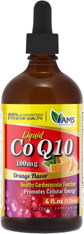 America Medic &amp Science CoQ10 100mg (125 ml) | Liquid Coenzyme Q10 | Dietary Supplement for Men and Women | with Vitamins E B3 B6 B12 and B5 | Promotes Cellular Energy and Better Heart Health