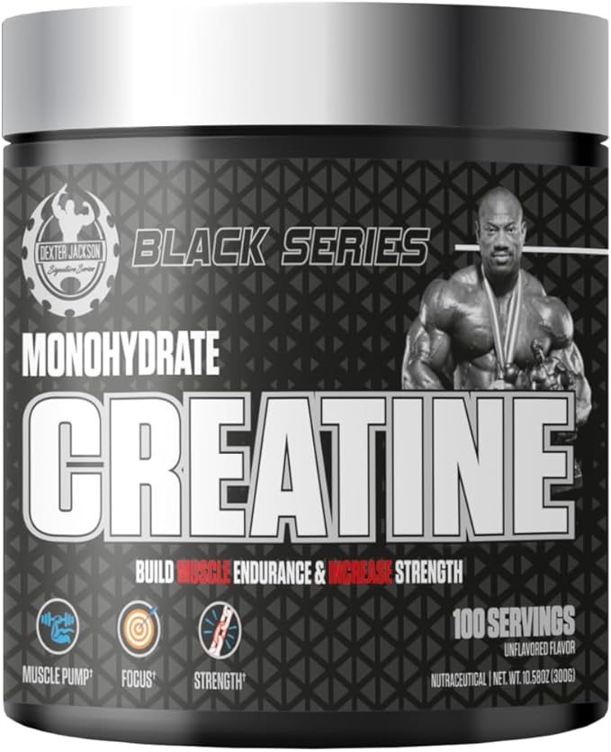DEXTER JACKSON Black Series Monohydrate Creatine | 300g | 100 Servings | Premium Micronized Creatine for Strength Muscle Growth &amp Recovery
