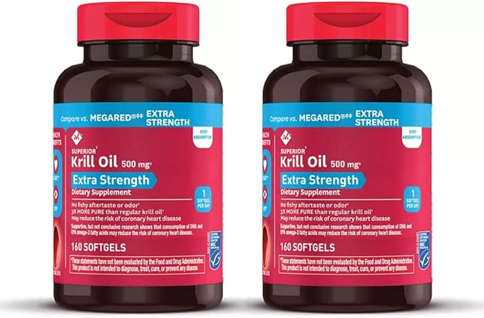 Member's Mark Extra Strength Omega-3 Krill Oil Softgels 500mg (2 Bottles (320 softgels))