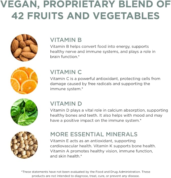 Pure for Men Multivitamin Supplement | Energy Mood Support Strong Bones Antioxidants Minerals | Vitamins A B C D Magnesium Calcium | 42 Fruit &amp Vegetable Proprietary Blend | 120 Vegan Tab