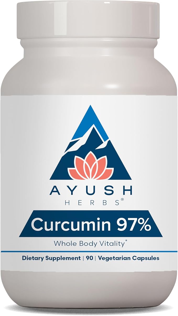 Ayush Herbs Curcumin 97% - Curcumin Supplements Premium Turmeric Root Supplement Curcuminoids for Women &amp Men Adults Premium Joint Support Strength &amp Vitality - 90 Vegetarian Capsules (1