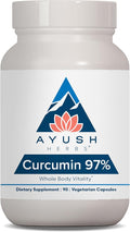 Ayush Herbs Curcumin 97% - Curcumin Supplements Premium Turmeric Root Supplement Curcuminoids for Women &amp Men Adults Premium Joint Support Strength &amp Vitality - 90 Vegetarian Capsules (1