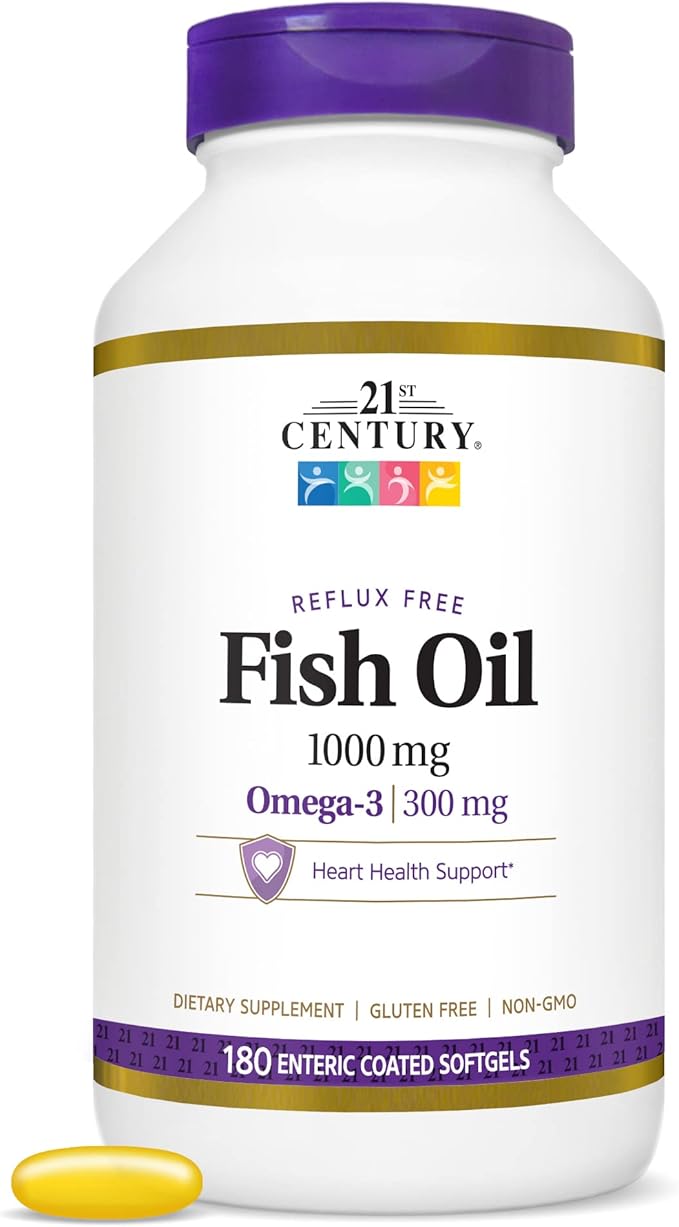 21st Century Fish Oil 1000 Mg Enteric Coated Softgels 180Count