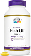 21st Century Fish Oil 1000 Mg Enteric Coated Softgels 180Count