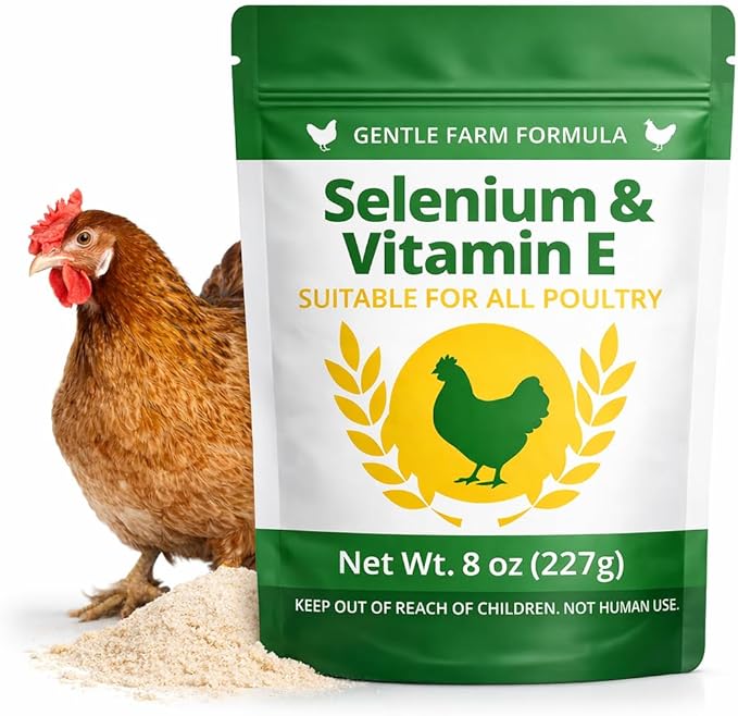 8 oz (227 g) Selenium &amp Vitamin E Powder for Chickens Selenium Supplement for Chickens Supports Immune &amp Muscle Health Suitable for All Poultry