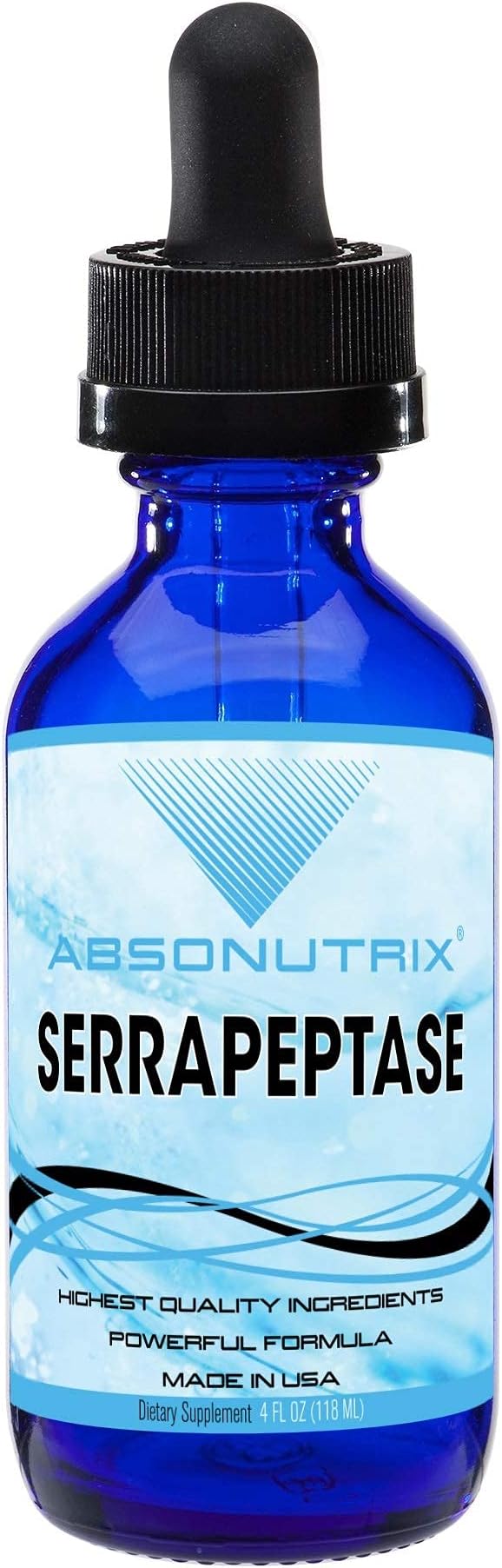 Absonutrix Serrapeptase Enzyme 583mg 4 Fl oz 250000 spu per Serving 120 Servings High Bioavailability Quick Absorption GMP-Certified Non-GMO Plant Based Made in USA