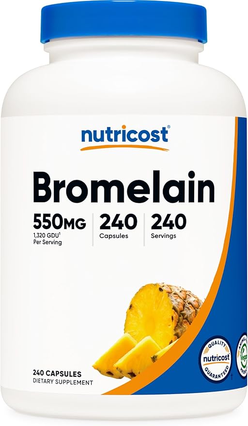 Nutricost Bromelain Capsules (240 Capsules) - 550 MG Per Serving Vegan Non-GMO GMP Compliant