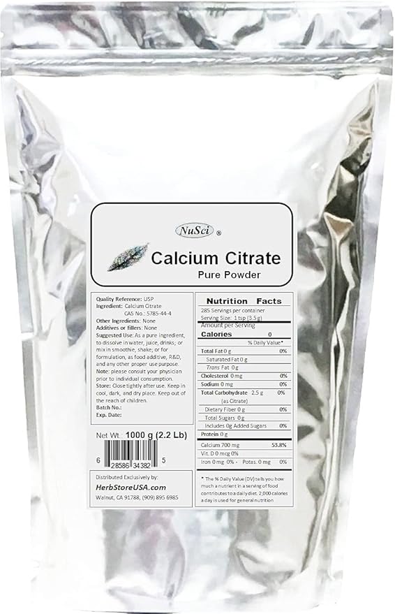 Calcium Citrate Powder Pure Bio-Available Form Calcium (2270 Grams (5.0 lb)