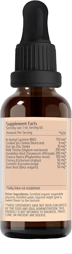Liver Support Supplement with NAC Zinc Milk Thistle Complex 2 Oz Liquid Tincture Natural Detox Formula