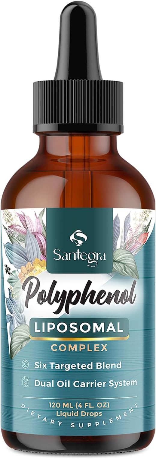 Polyphenols Supplement Liposomal Over 27 Polyphenol Complex &amp Powerful Antioxidant with MCT &amp Olive Oil Quercetin Extract Hawthorn Berry Extract for Age Defense Energy Immune 120 ML