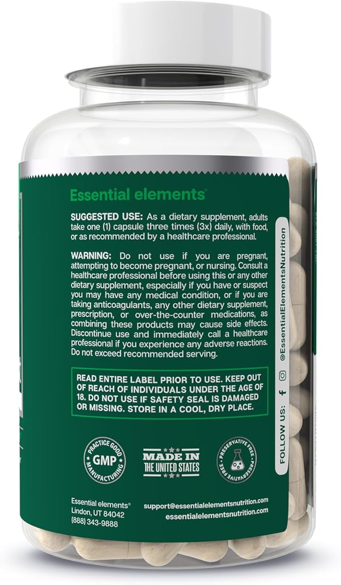 Essential Elements Bone Boost Health Supplement - Bone Support and Calcium Supplement with Vitamin D 3 K2 Cissus Quadrangularis for Bone Strength - 270 Capsules (90 Day Supply) (3-Pack)