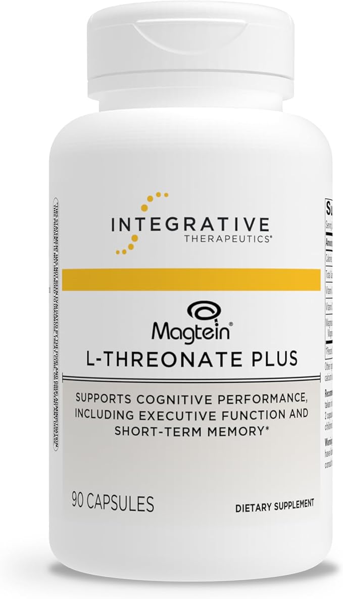 Integrative Therapeutics Magtein L-Threonate Plus - Cognitive Function Supplement to Support Short-Term Memory* - Includes Vitamins C D3 &amp Magnesium - Dairy &amp Gluten-Free - 90 Capsules (30 Se