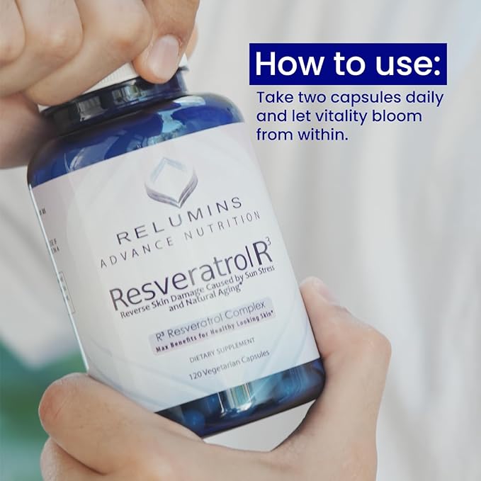 Relumins Resveratrol 600mg Supplement – High-Potency Antioxidant with Grape Seed &amp Red Wine Extract – Supports Skin Heart Health &amp Immune System – 120 Vegan Capsules
