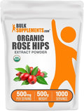 BulkSupplements.com Organic Rosehip Extract Powder - Rose HIPS Supplement Rosehip Powder - Herbal Supplement Antioxidants Source - Gluten Free 500mg per Serving 500g (1.1 lbs) (Pack of 1)