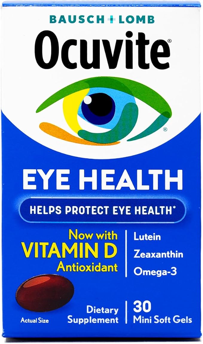 Ocuvite Eye Health Supplement with Vitamin D Mini Softgels 30 Count (Pack of 2)
