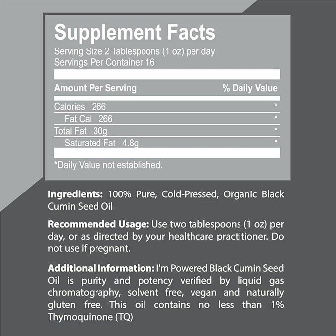 Premium Black Seed Oil - Cold Pressed Nigella Sativa Aids in Digestive Health Immune Support Brain Function Skin Care Gluten Free Non GMO (16 oz)