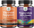 Bundle of Herbal Thyroid Support Complex - Potent Kelp Iodine with L Tyrosine Bladderwrack Selenium Ashwagandha and Pure Magnesium Glycinate Supplement 400mg Per Serving for Mood Sleep and Relaxation