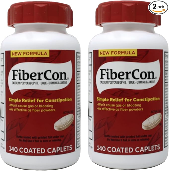 FiberCon Fiber Therapy for Regularity Caplets Value Size 140 caplets by Fibercon (Pack of 2)