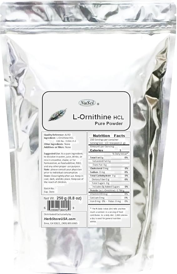 Pure L-Ornithine Powder 250g (8.8 oz) AJI Quality
