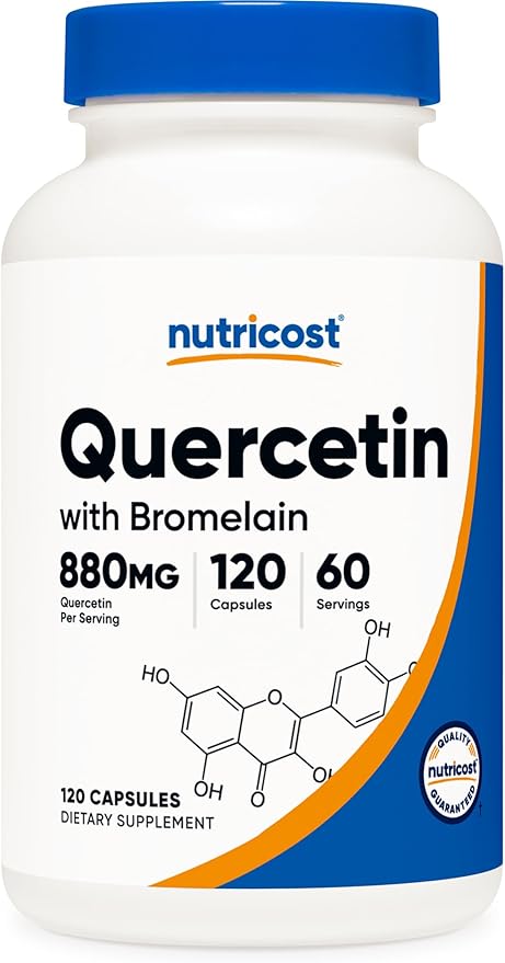 Nutricost Quercetin with Bromelain 880mg Quercetin + 165mg Bromelain Per Serving 120 Capsules 60 Servings (2 Caps Per Serving) - Vegetarian Non-GMO &amp Gluten Free